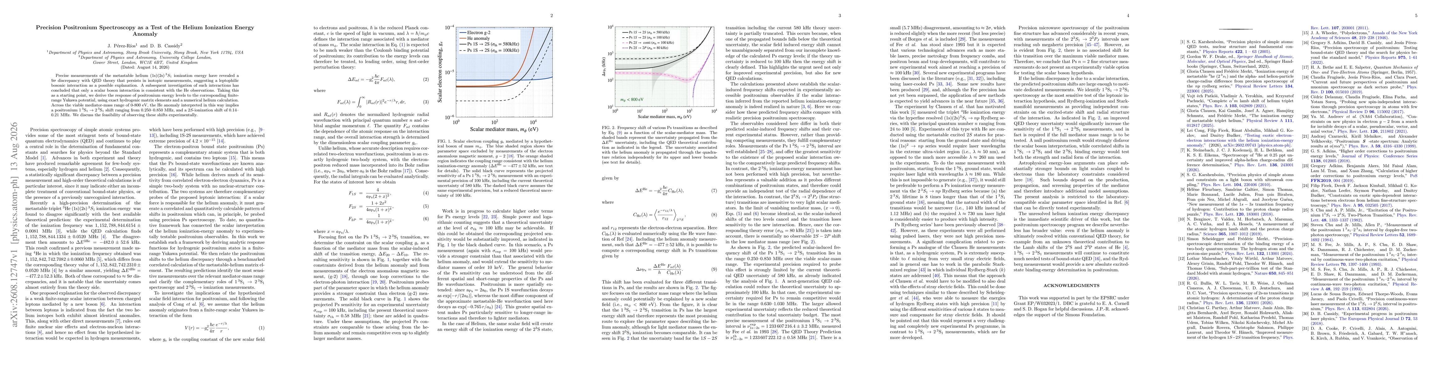 Thumbnail for Precision Positronium Spectroscopy as a Test of the Helium Ionization Energy Anomaly