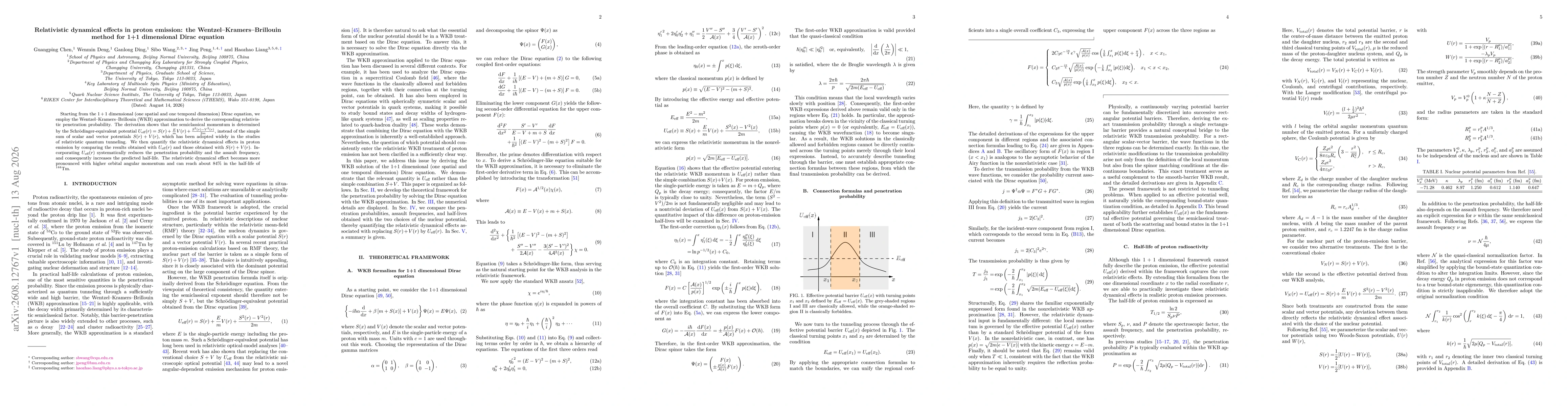 Thumbnail for Relativistic dynamical effects in proton emission: the Wentzel-Kramers-Brillouin method for 1+1 dimensional Dirac equation