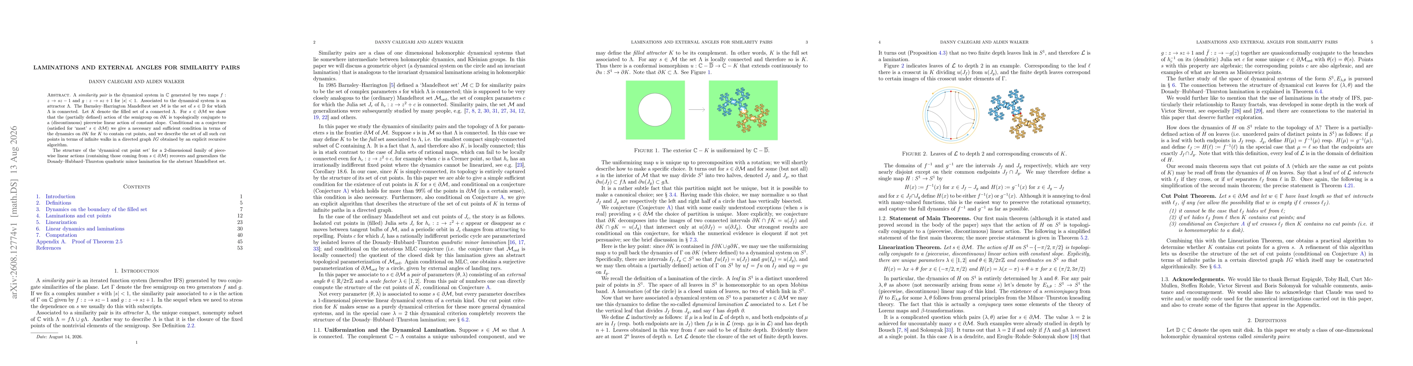 Thumbnail for Laminations and External Angles for Similarity Pairs