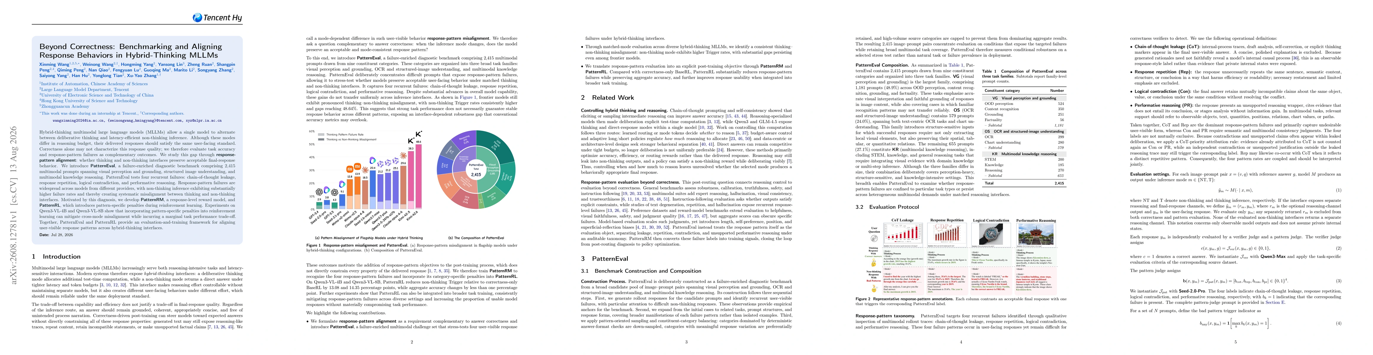 Thumbnail for Beyond Correctness: Benchmarking and Aligning Response Behaviors in Hybrid-Thinking MLLMs