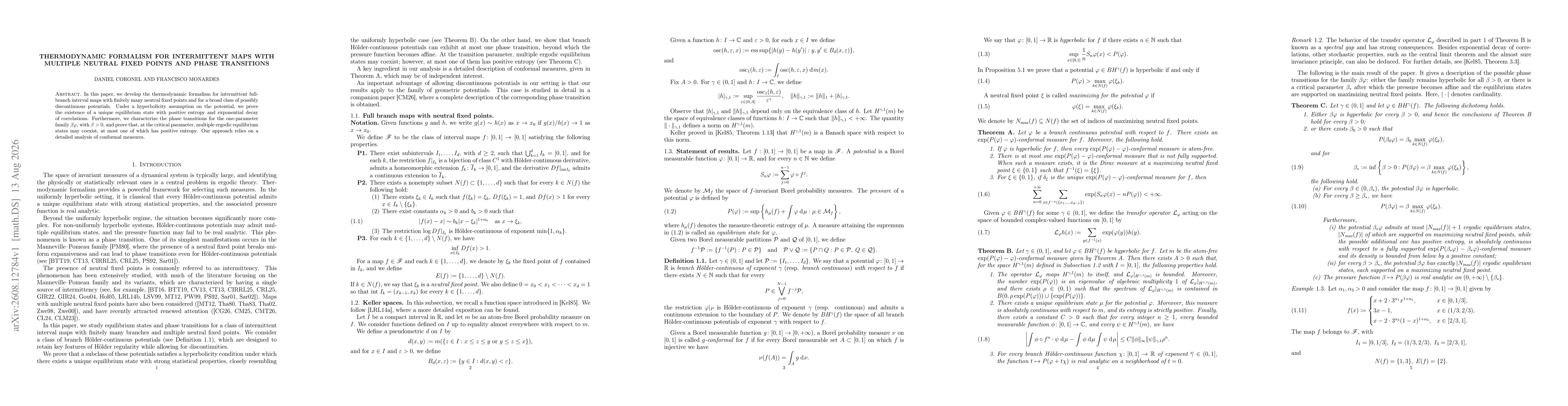 Thumbnail for Thermodynamic formalism for intermittent maps with multiple neutral fixed points and phase transitions