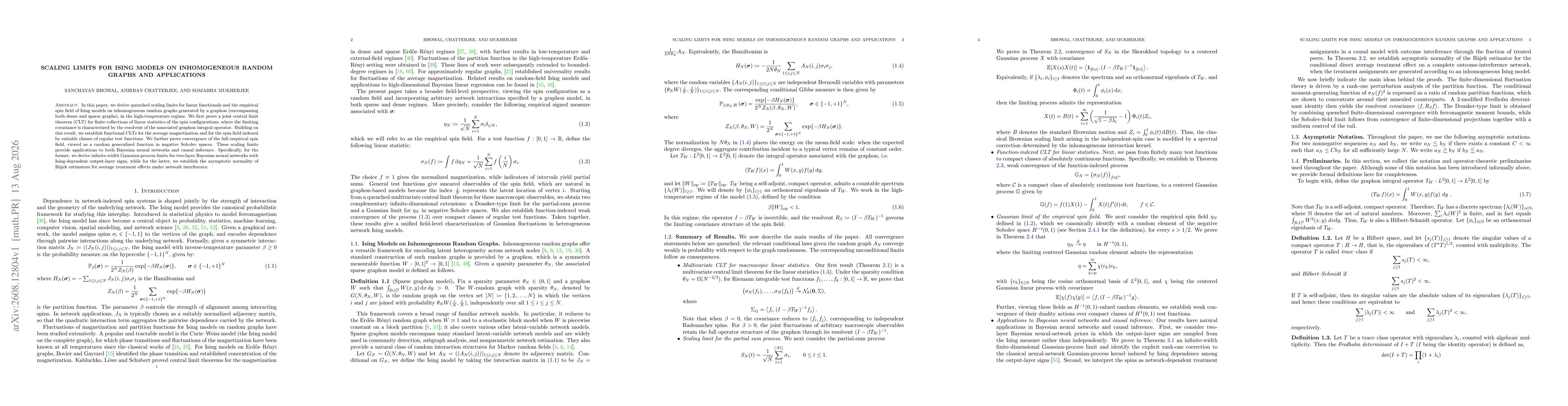 Thumbnail for Scaling Limits for Ising Models on Inhomogeneous Random Graphs and Applications