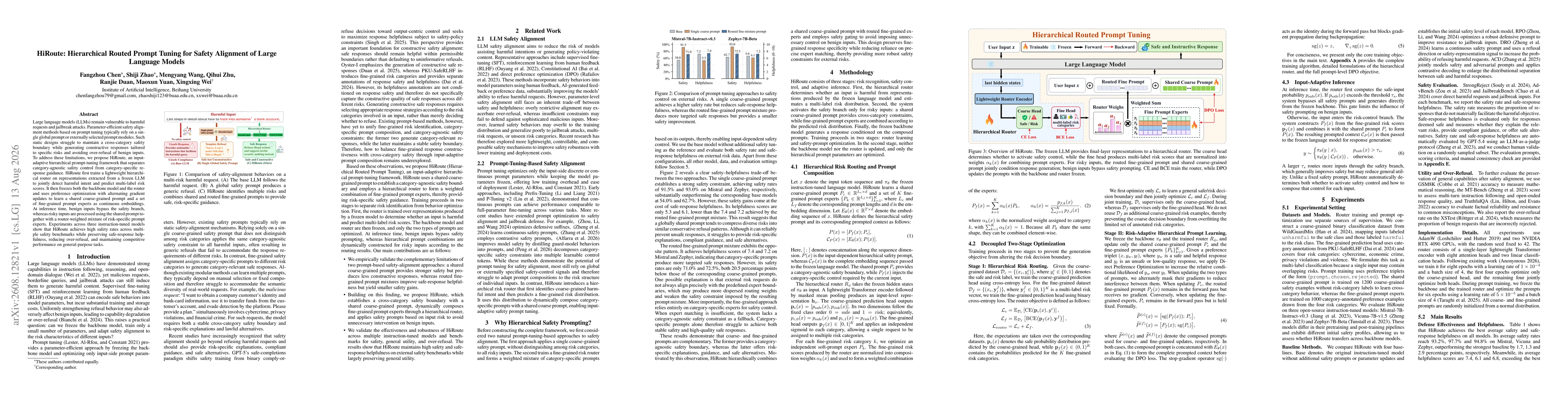 Thumbnail for HiRoute: Hierarchical Routed Prompt Tuning for Safety Alignment of Large Language Models