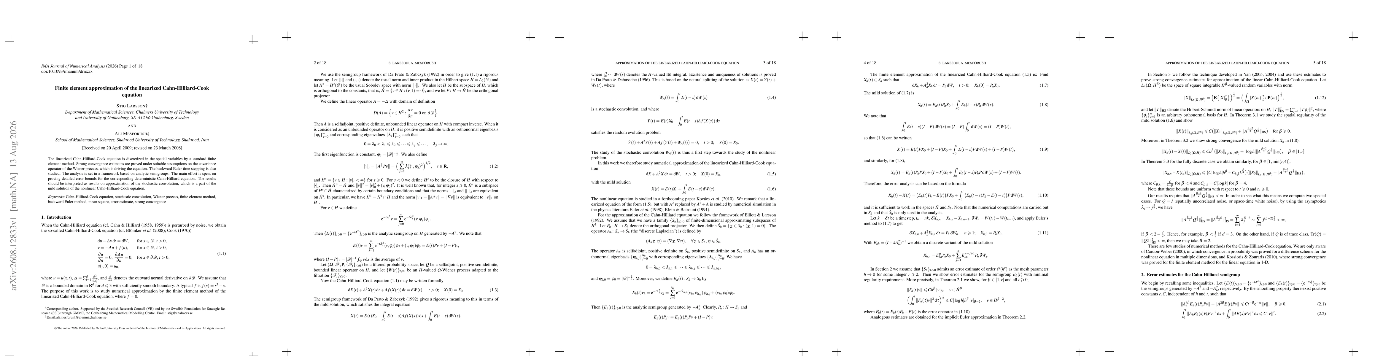 Thumbnail for Finite element approximation of the linearized Cahn-Hilliard-Cook equation
