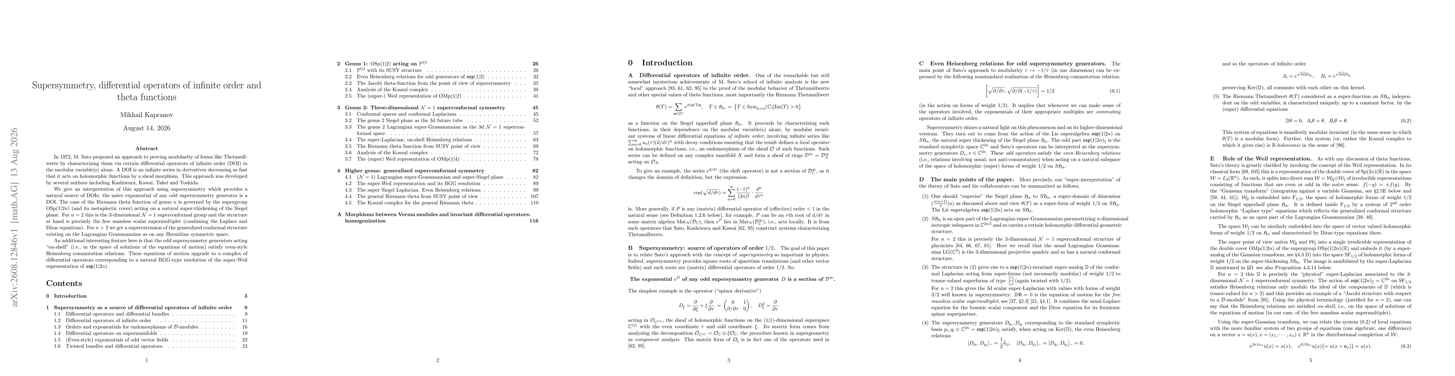 Thumbnail for Supersymmetry, differential operators of infinite order and theta functions