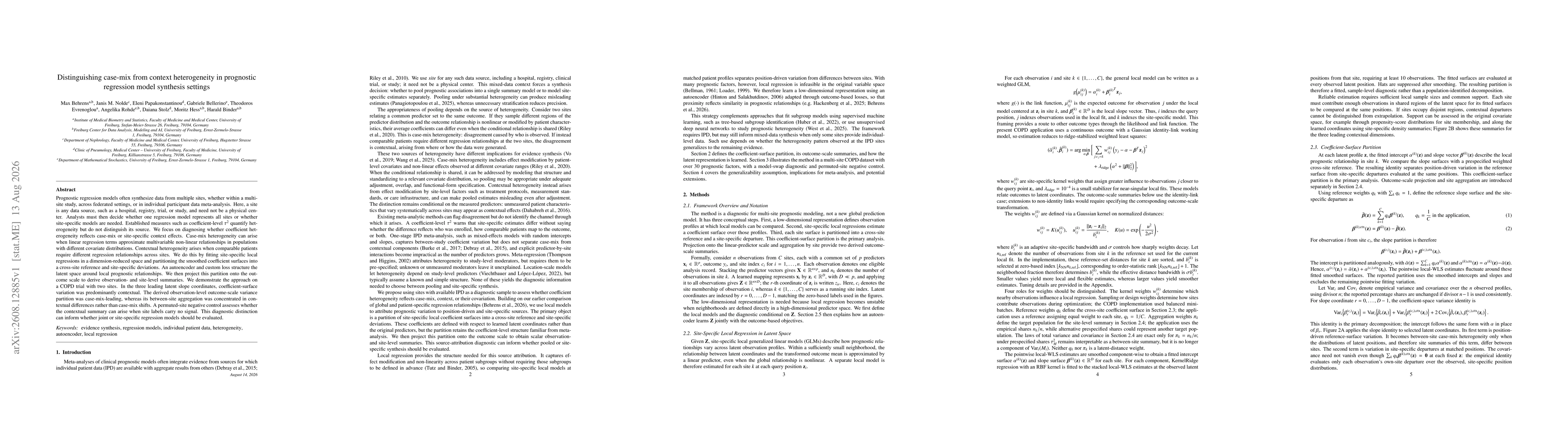 Thumbnail for Distinguishing case-mix from context heterogeneity in prognostic regression model synthesis settings