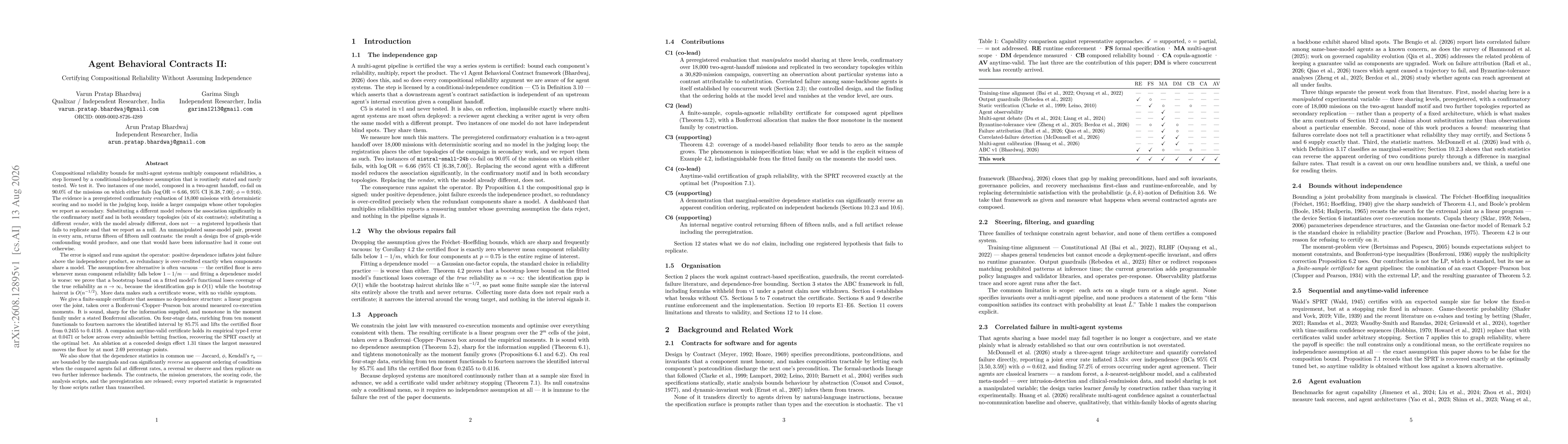 Thumbnail for Agent Behavioral Contracts II: Certifying Compositional Reliability Without Assuming Independence