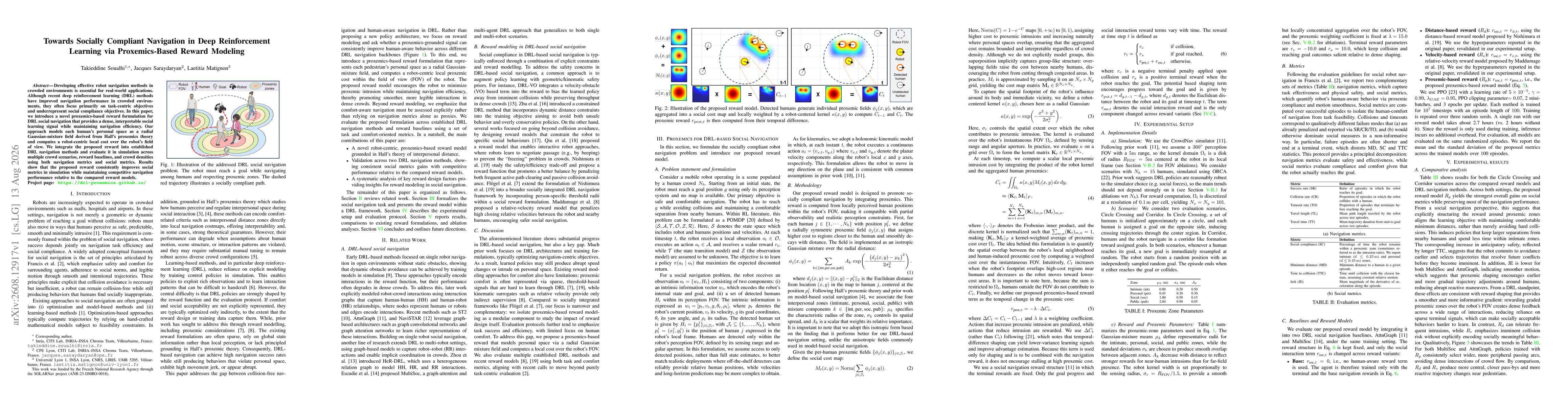 Thumbnail for Towards Socially Compliant Navigation in Deep Reinforcement Learning via Proxemics-Based Reward Modeling