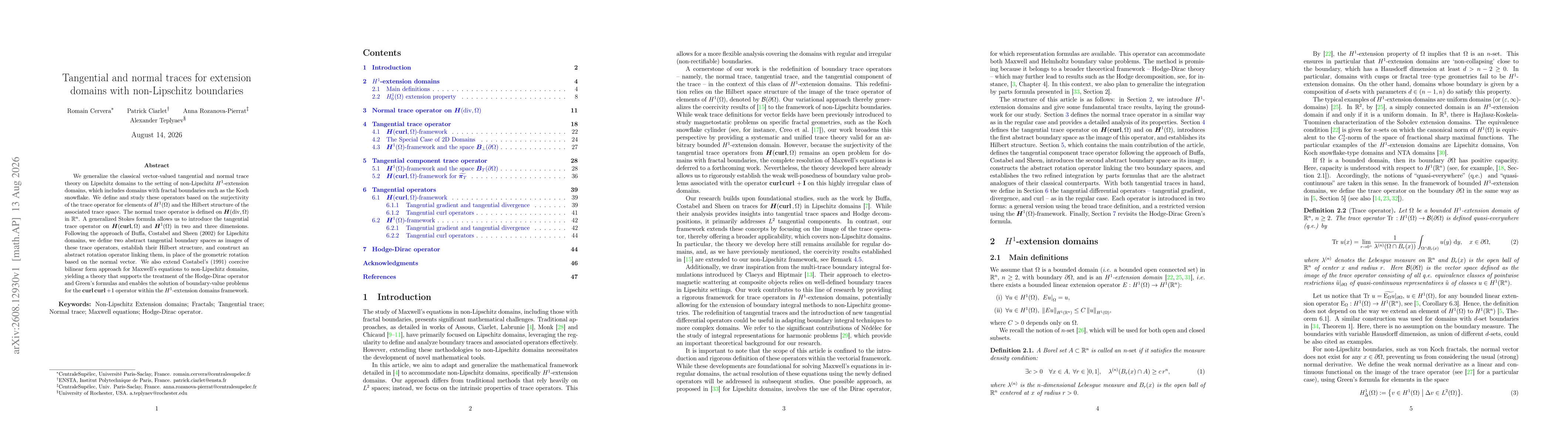 Thumbnail for Tangential and normal traces for extension domains with non-Lipschitz boundaries