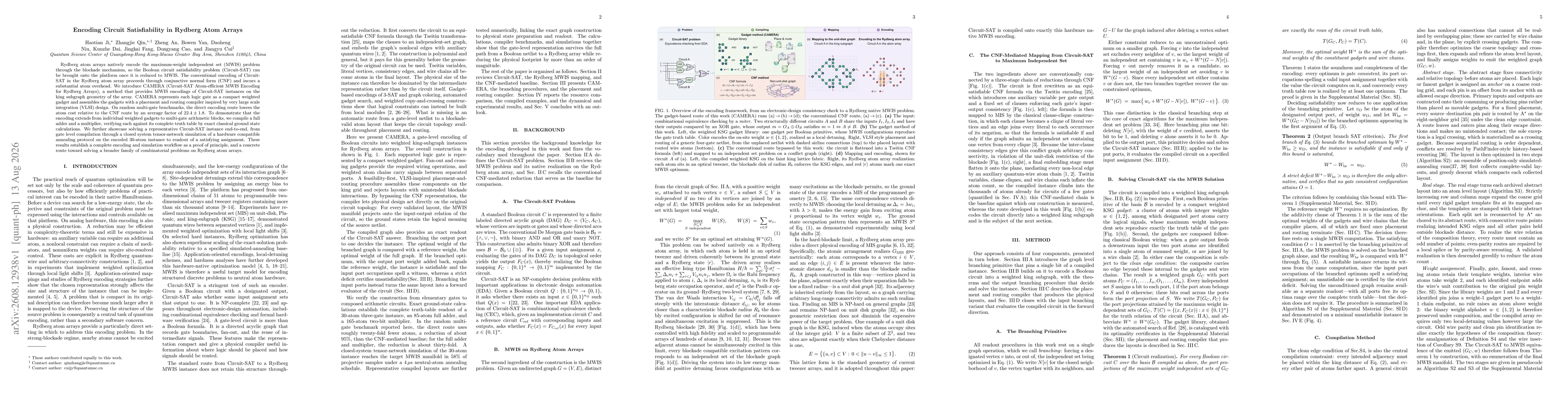 Thumbnail for Encoding Circuit Satisfiability in Rydberg Atom Arrays