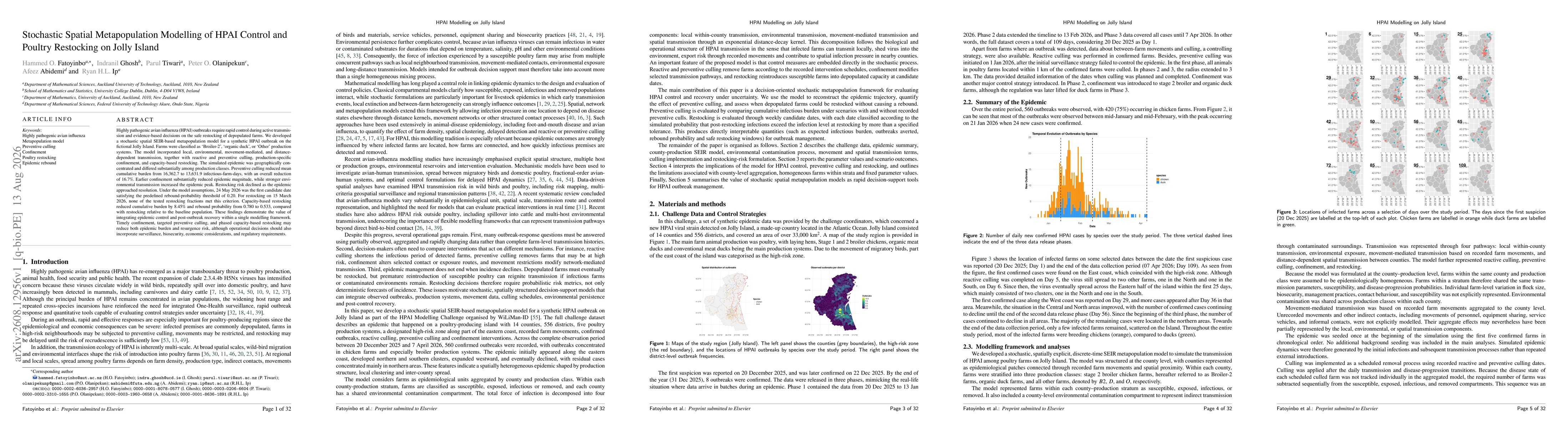 Thumbnail for Stochastic Spatial Metapopulation Modelling of HPAI Control and Poultry Restocking on Jolly Island