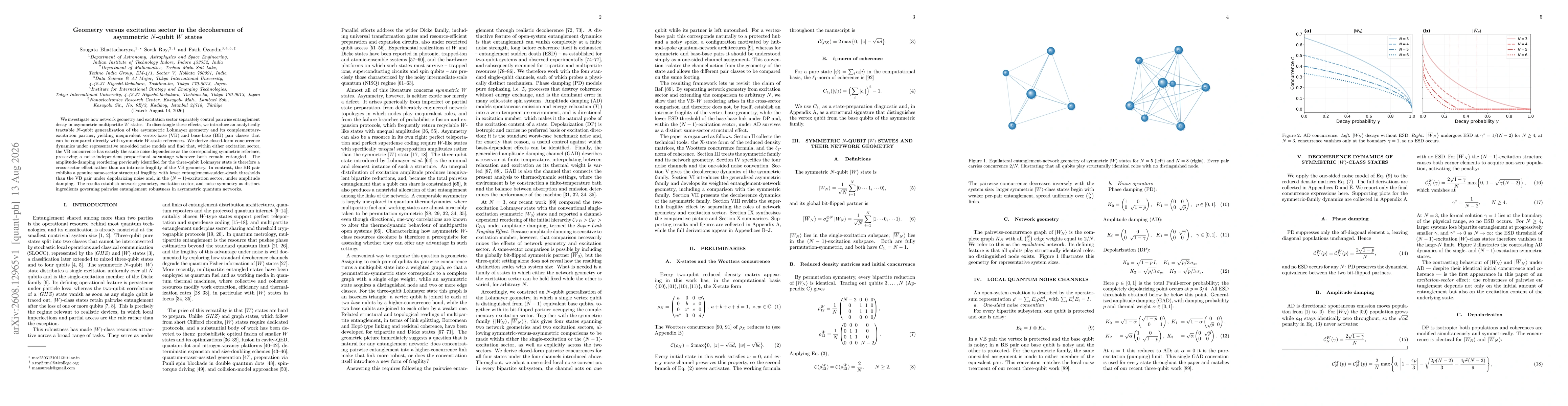 Thumbnail for Geometry versus excitation sector in the decoherence of asymmetric $N$-qubit $W$ states