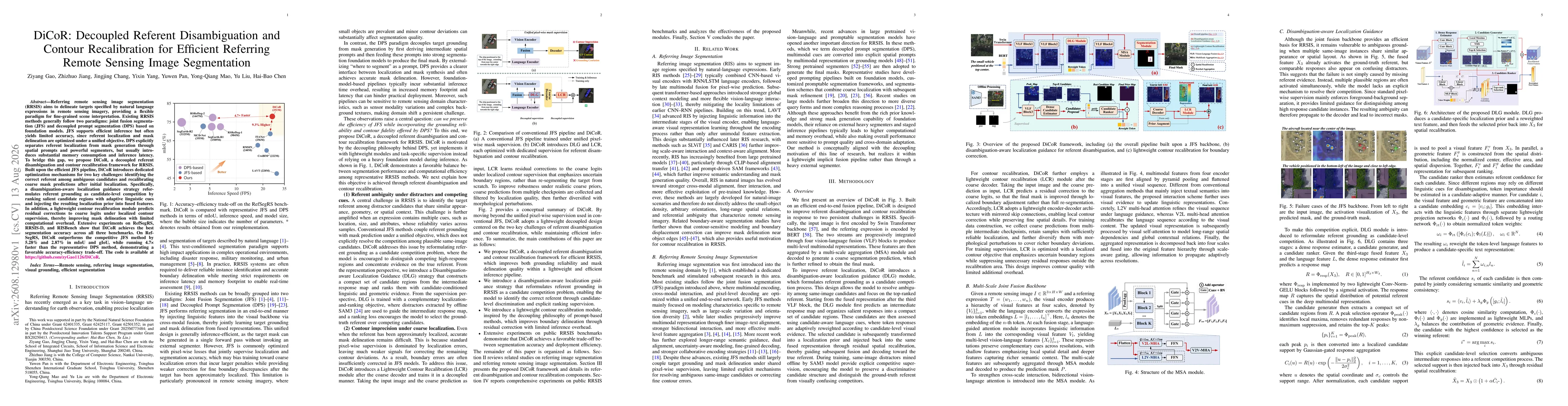 Thumbnail for DiCoR: Decoupled Referent Disambiguation and Contour Recalibration for Efficient Referring Remote Sensing Image Segmentation
