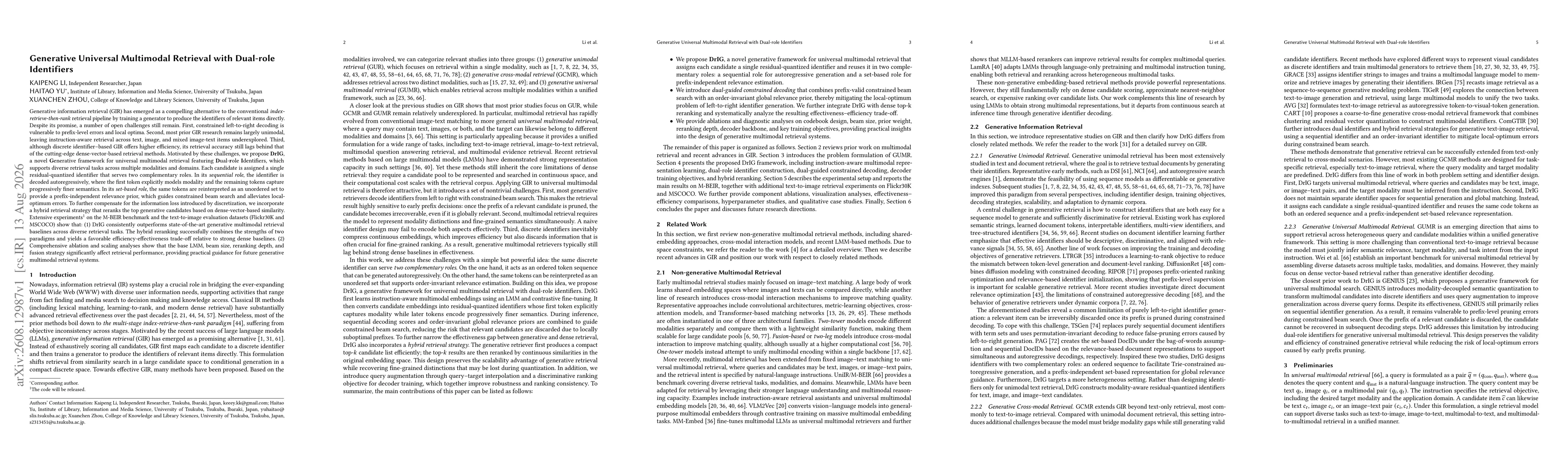 Thumbnail for Generative Universal Multimodal Retrieval with Dual-role Identifiers