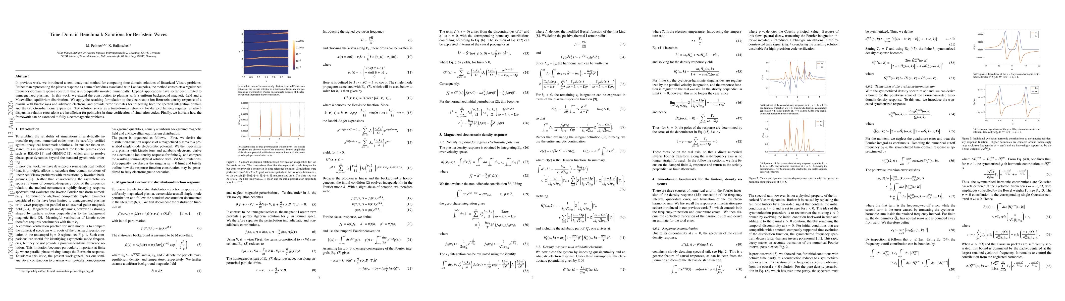 Thumbnail for Time-Domain Benchmark Solutions for Bernstein Waves