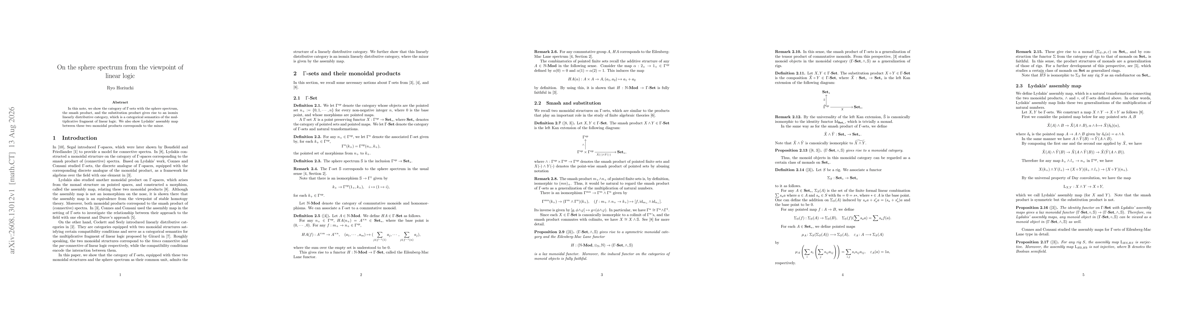 Thumbnail for On the sphere spectrum from the viewpoint of linear logic