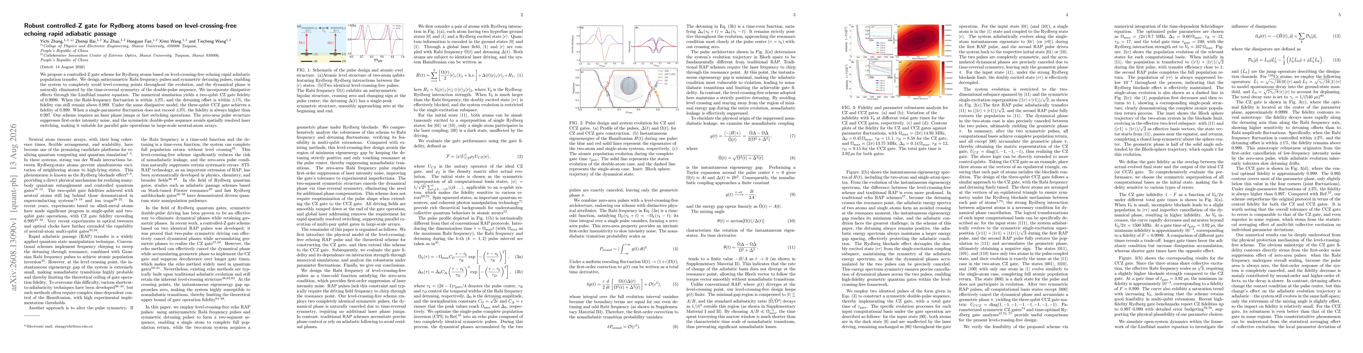 Thumbnail for Robust controlled-Z gate for Rydberg atoms based on level-crossing-free echoing rapid adiabatic passage