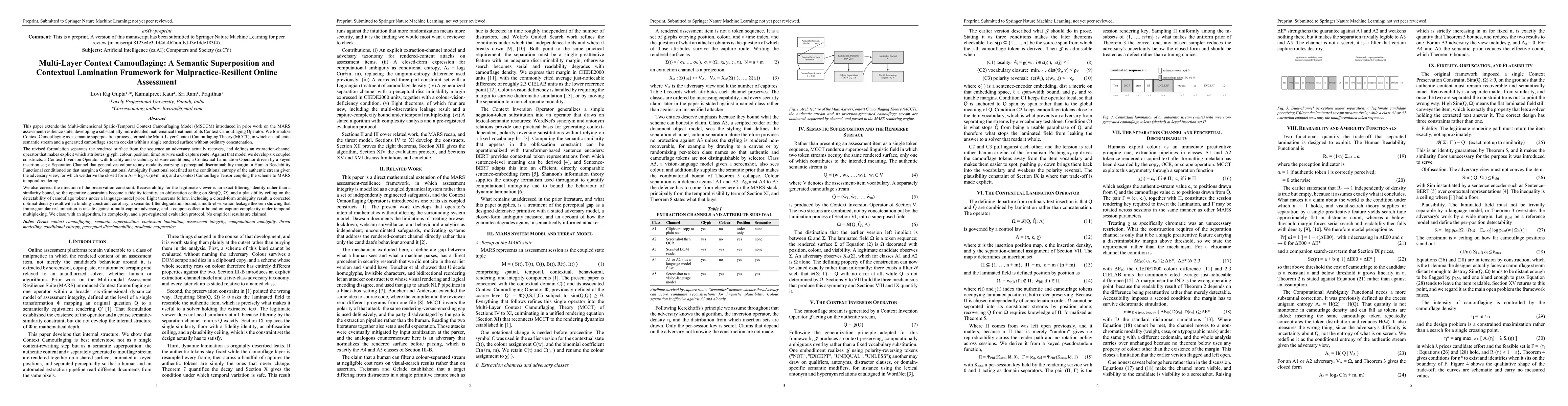 Thumbnail for Multi-Layer Context Camouflaging: A Semantic Superposition and Contextual Lamination Framework for Malpractice-Resilient Online Assessment