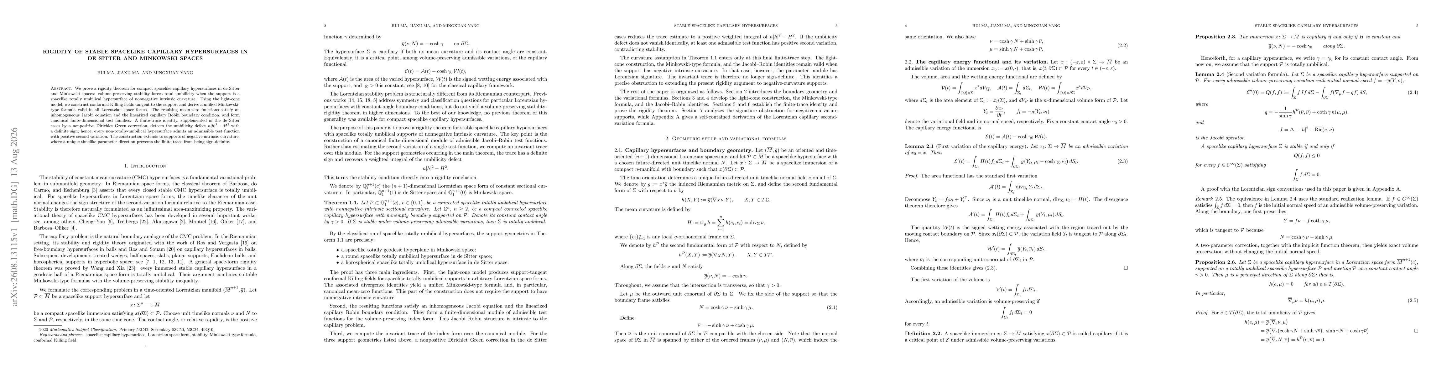 Thumbnail for Rigidity of stable spacelike capillary hypersurfaces in de Sitter and Minkowski spaces