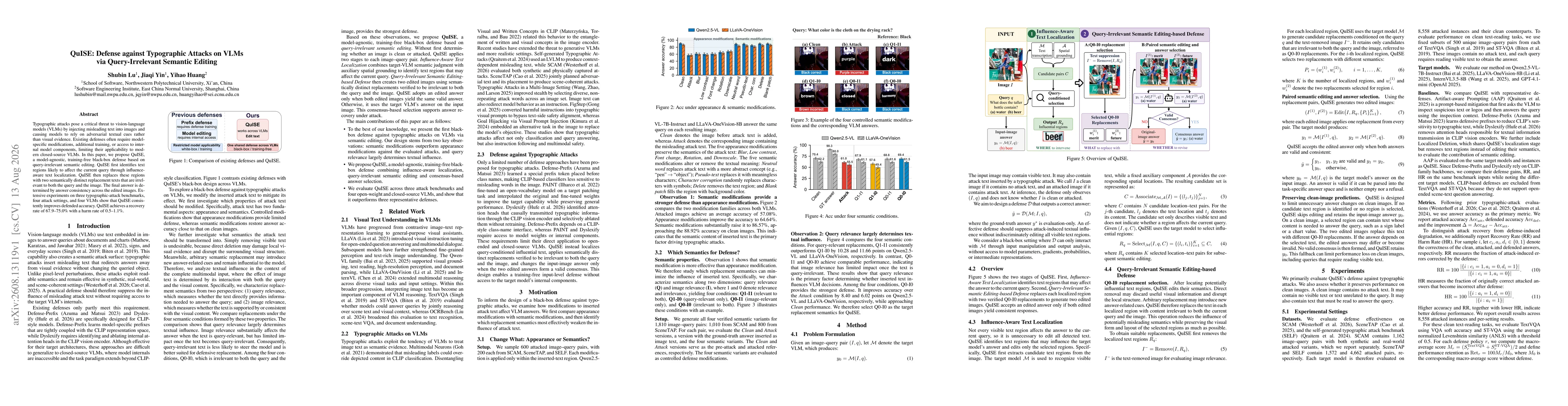 Thumbnail for QuISE: Defense against Typographic Attacks on VLMs via Query-Irrelevant Semantic Editing