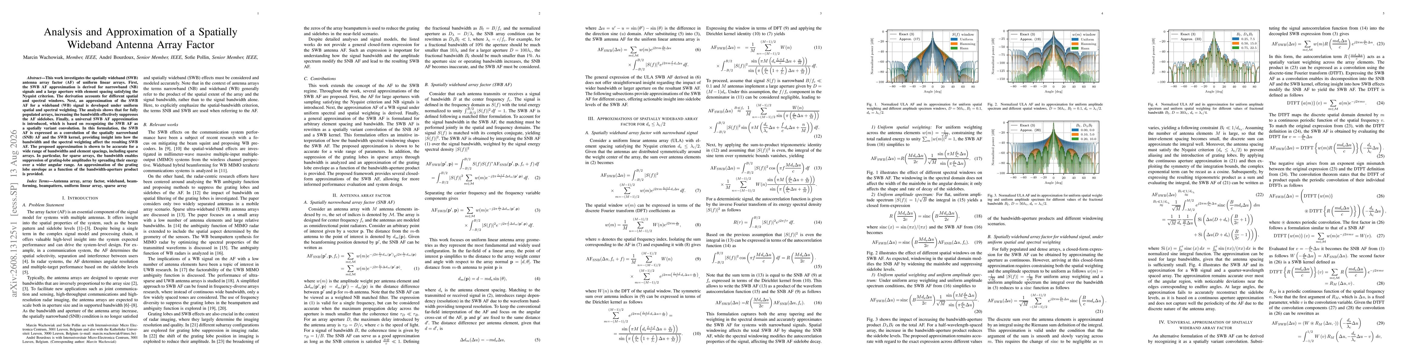 Thumbnail for Analysis and Approximation of a Spatially Wideband Antenna Array Factor