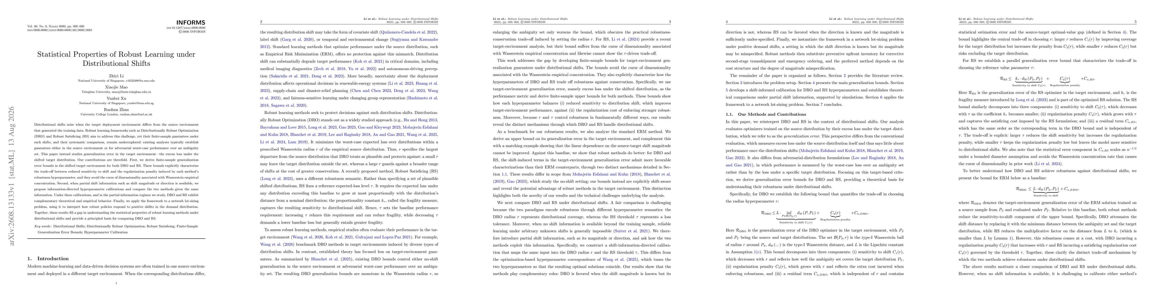 Thumbnail for Statistical Properties of Robust Learning under Distributional Shifts