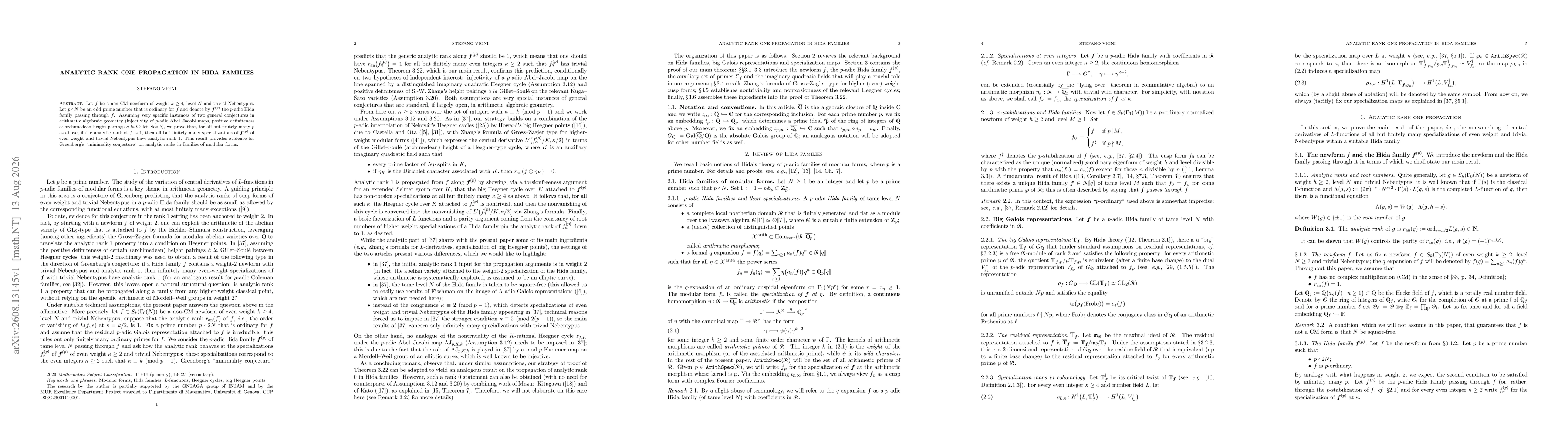 Thumbnail for Analytic rank one propagation in Hida families