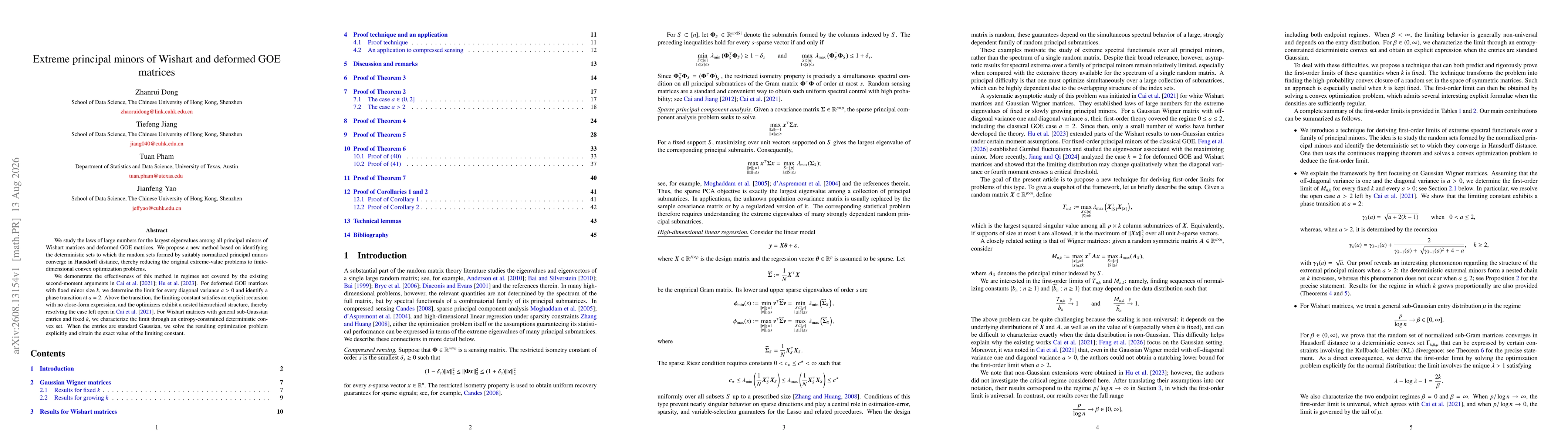 Thumbnail for Extreme principal minors of Wishart and deformed GOE matrices