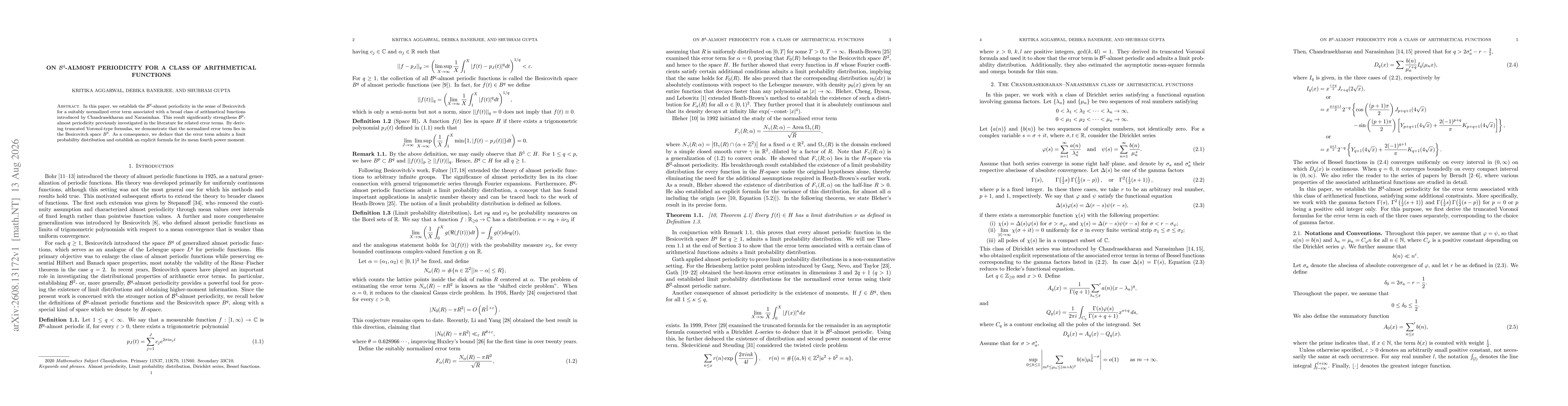 Thumbnail for On $\mathcal{B}^4$-almost periodicity for a class of arithmetical functions