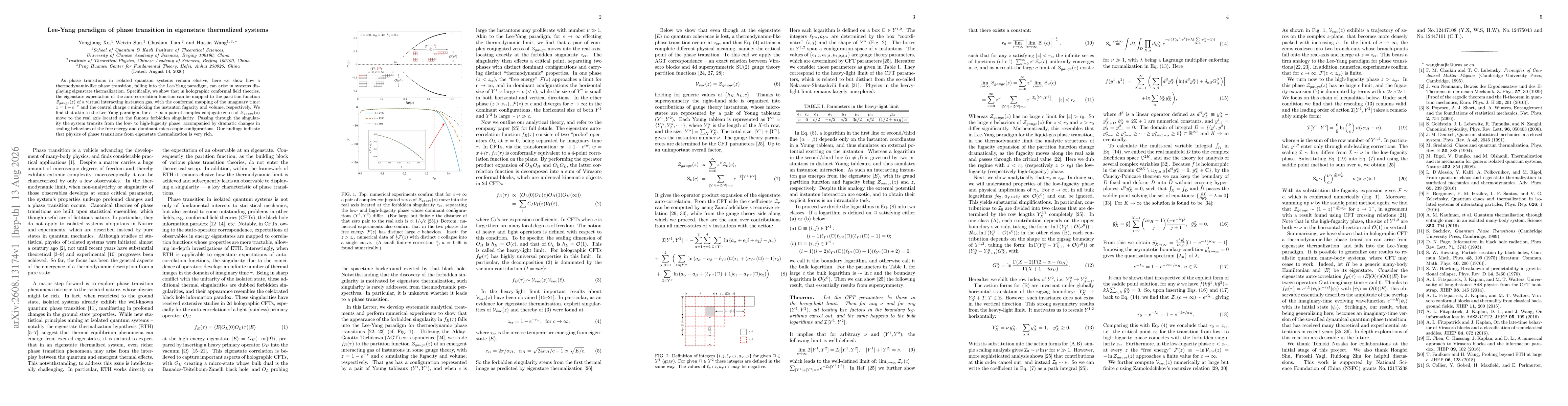 Thumbnail for Lee-Yang paradigm of phase transition in eigenstate thermalized systems