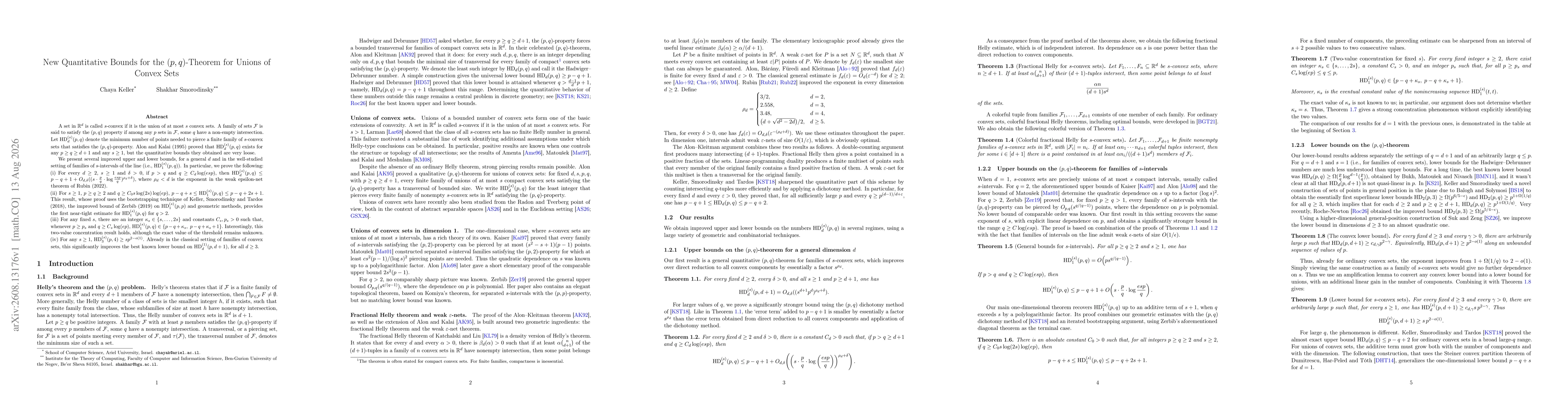 Thumbnail for New Quantitative Bounds for the $(p,q)$-Theorem for Unions of Convex Sets