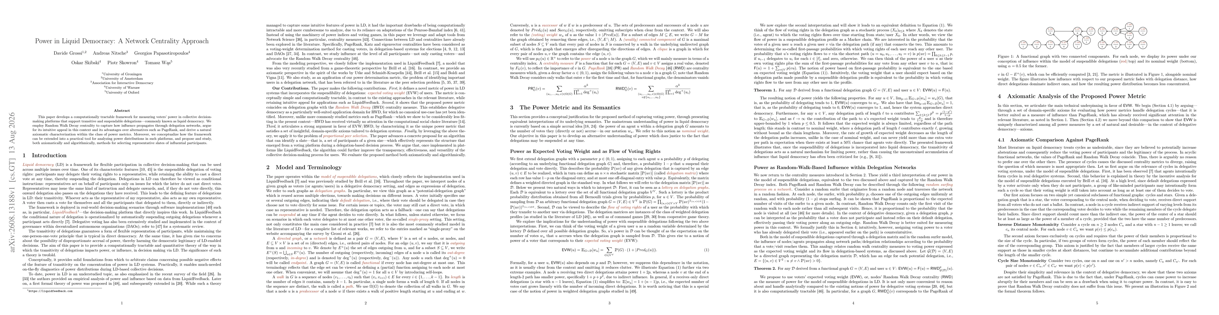 Thumbnail for Power in Liquid Democracy: A Network Centrality Approach