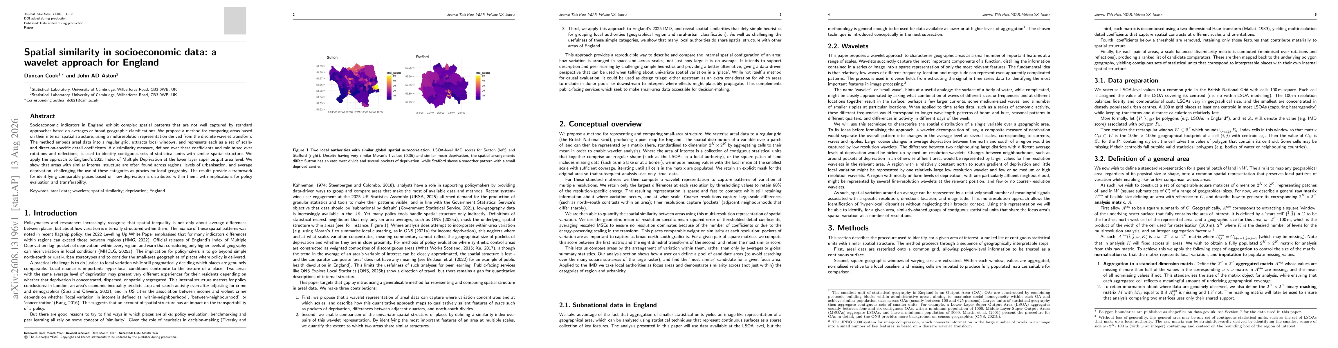 Thumbnail for Spatial similarity in socioeconomic data: a wavelet approach for England