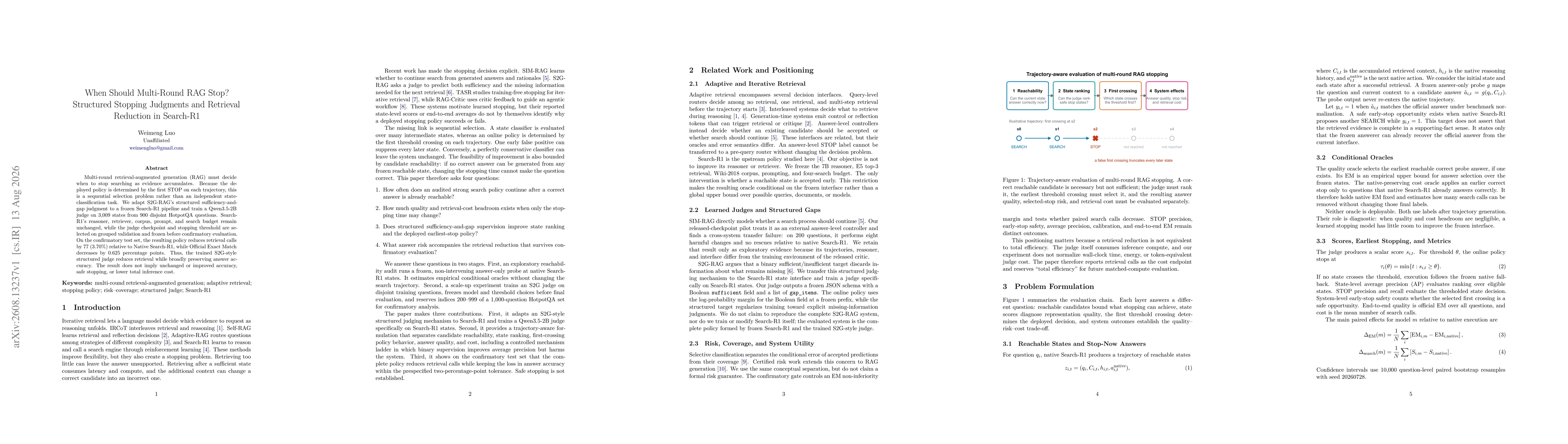 Thumbnail for When Should Multi-Round RAG Stop? Structured Stopping Judgments and Retrieval Reduction in Search-R1