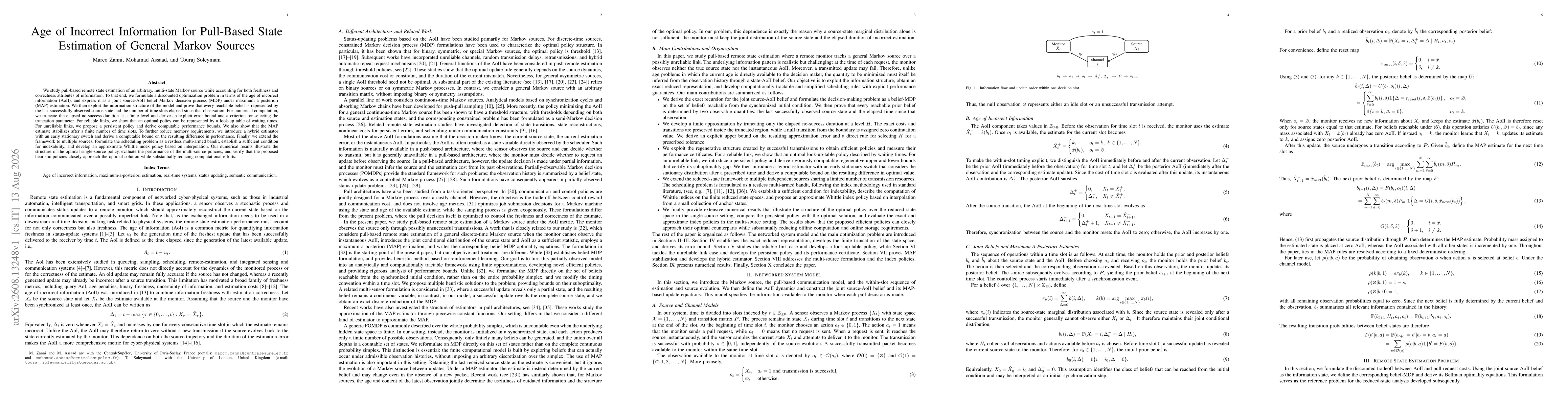 Thumbnail for Age of Incorrect Information for Pull-Based State Estimation of General Markov Sources