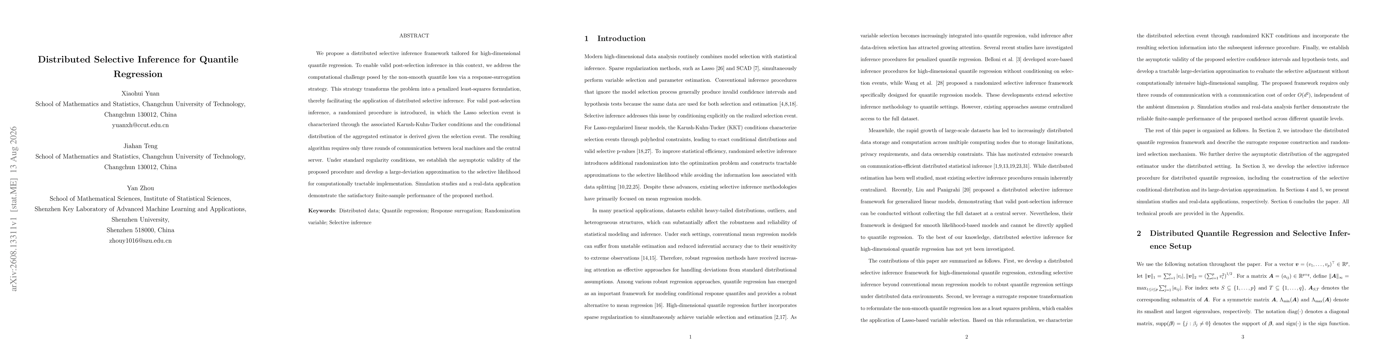 Thumbnail for Distributed Selective Inference for Quantile Regression