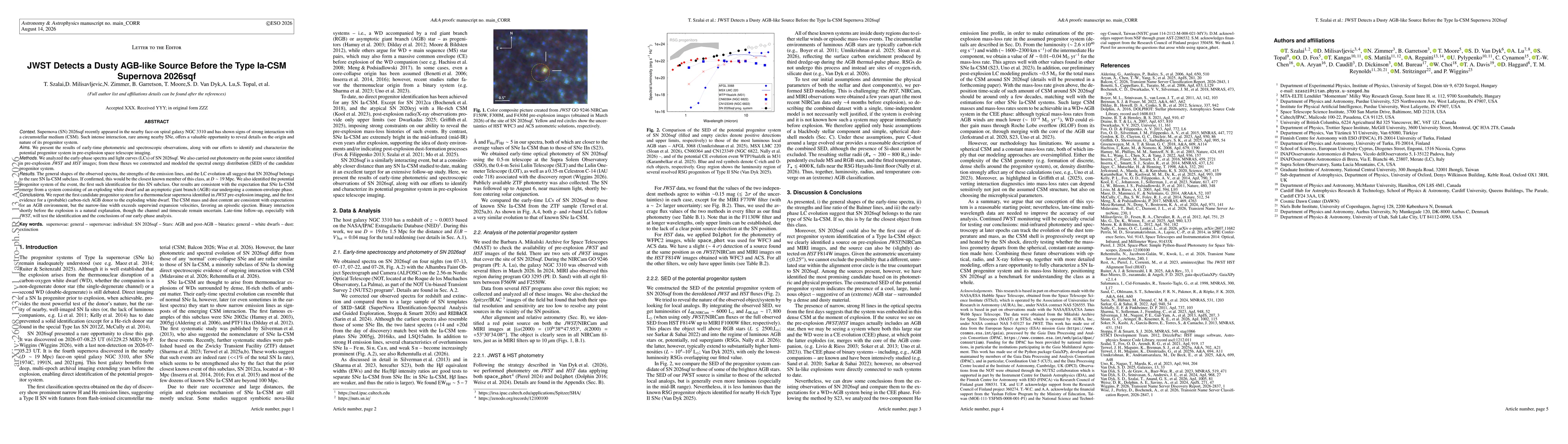 Thumbnail for JWST Detects a Dusty AGB-like Source Before the Type Ia-CSM Supernova 2026sqf