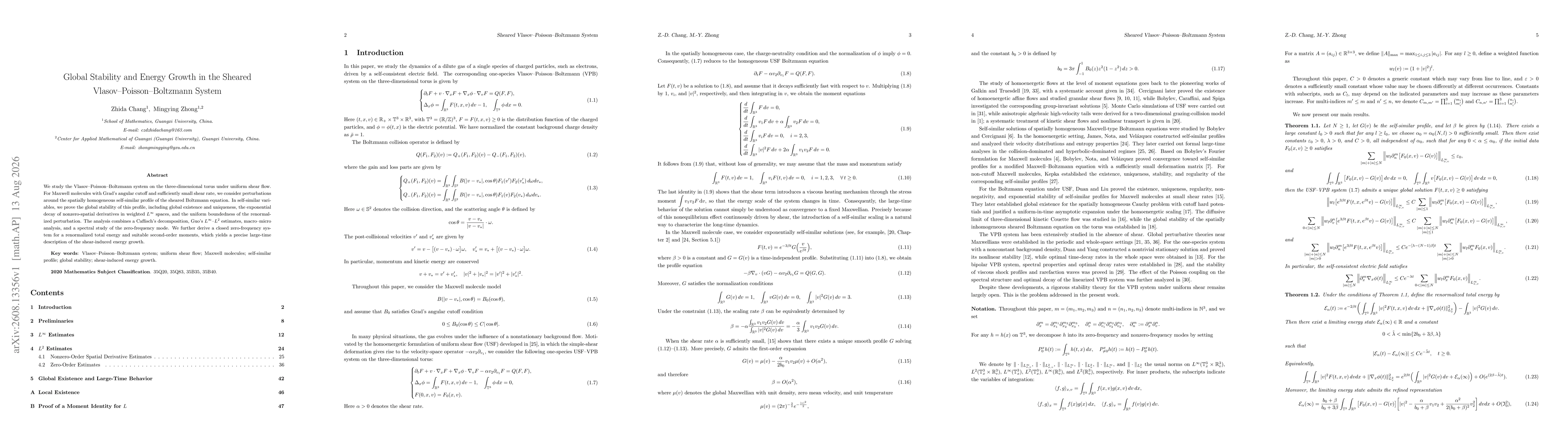 Thumbnail for Global Stability and Energy Growth in the Sheared Vlasov--Poisson--Boltzmann System