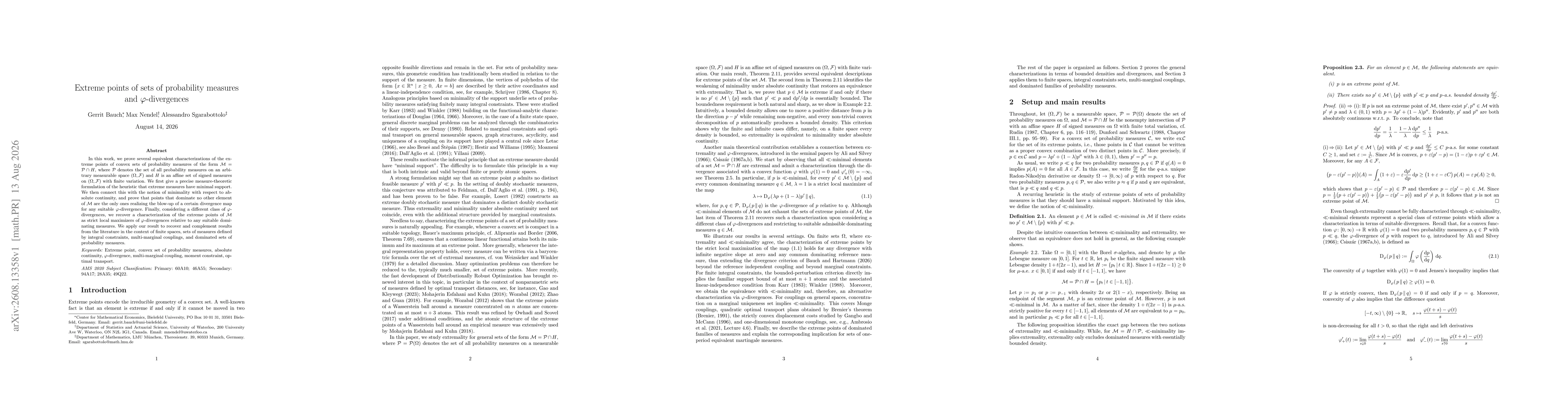 Thumbnail for Extreme points of sets of probability measures and φ-divergences