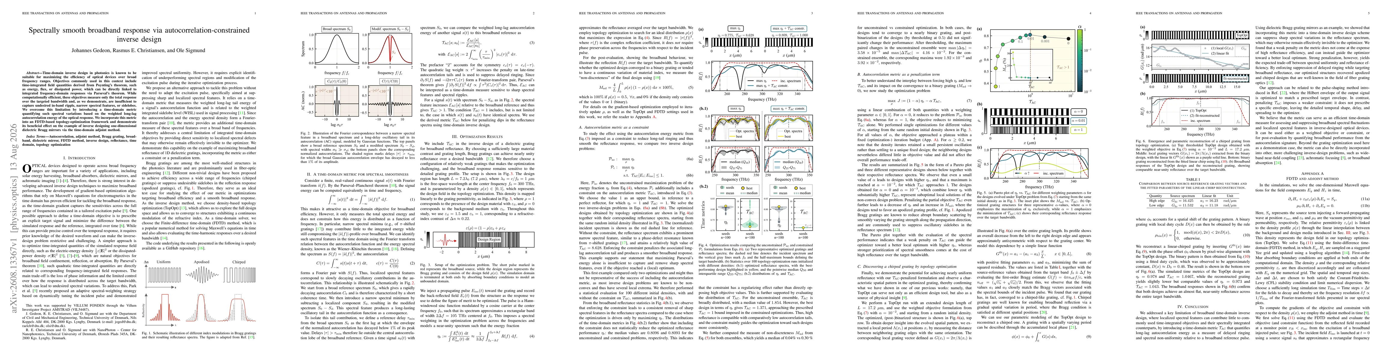 Thumbnail for Spectrally smooth broadband response via autocorrelation-constrained inverse design
