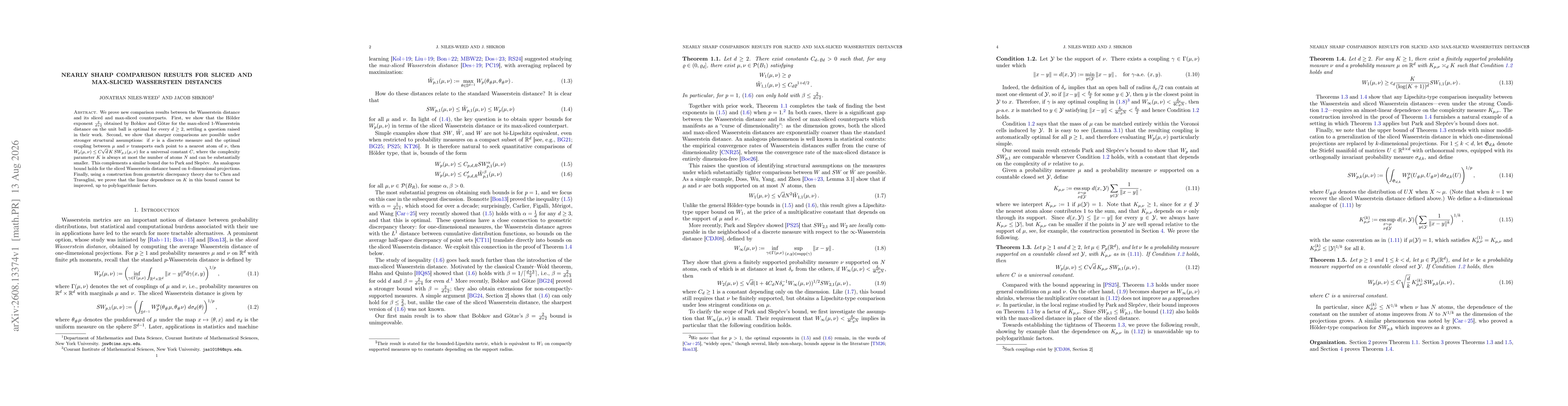 Thumbnail for Nearly sharp comparison results for sliced and max-sliced Wasserstein distances