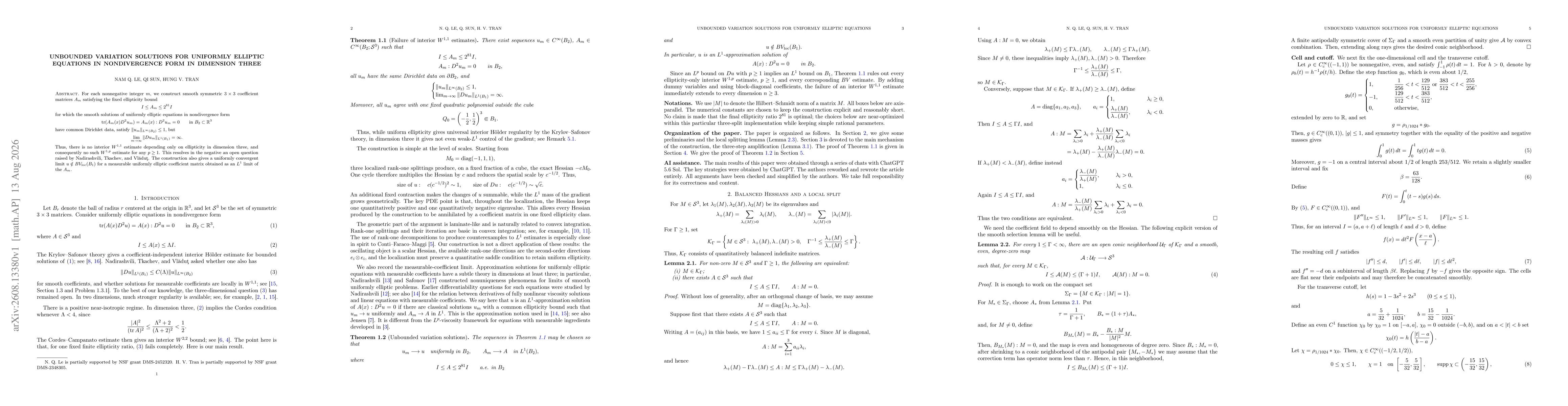 Thumbnail for Unbounded variation solutions for uniformly elliptic equations in nondivergence form in dimension three