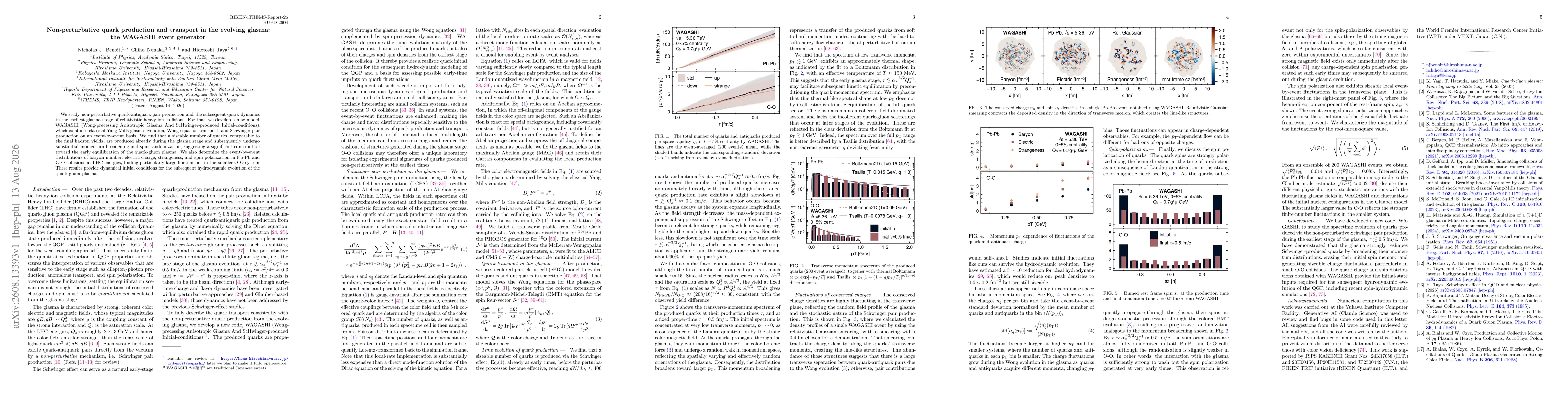 Thumbnail for Non-perturbative quark production and transport in the evolving glasma: the WAGASHI event generator