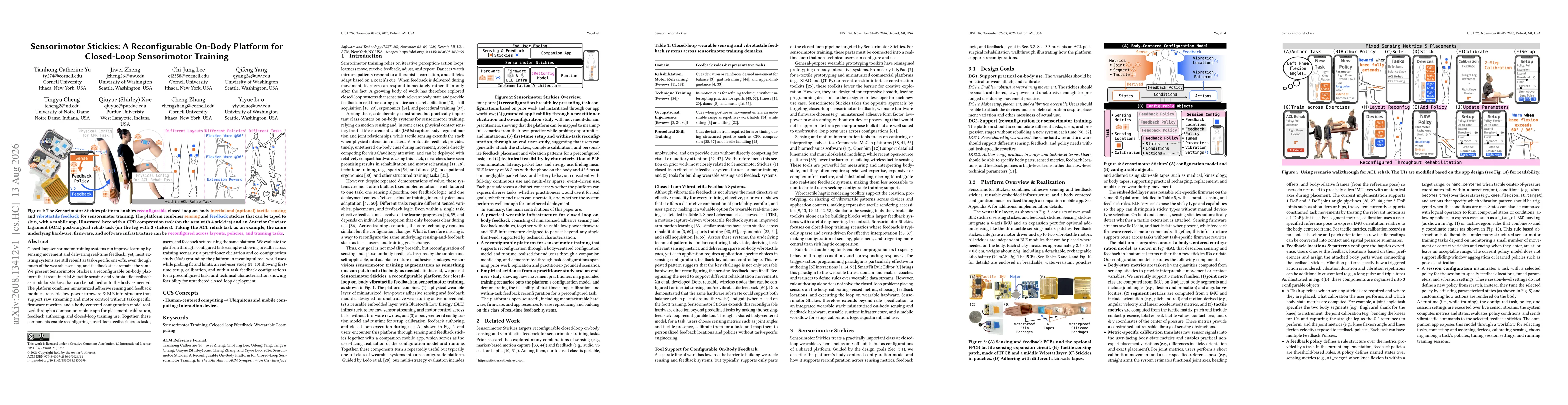 Thumbnail for Sensorimotor Stickies: A Reconfigurable On-Body Platform for Closed-Loop Sensorimotor Training