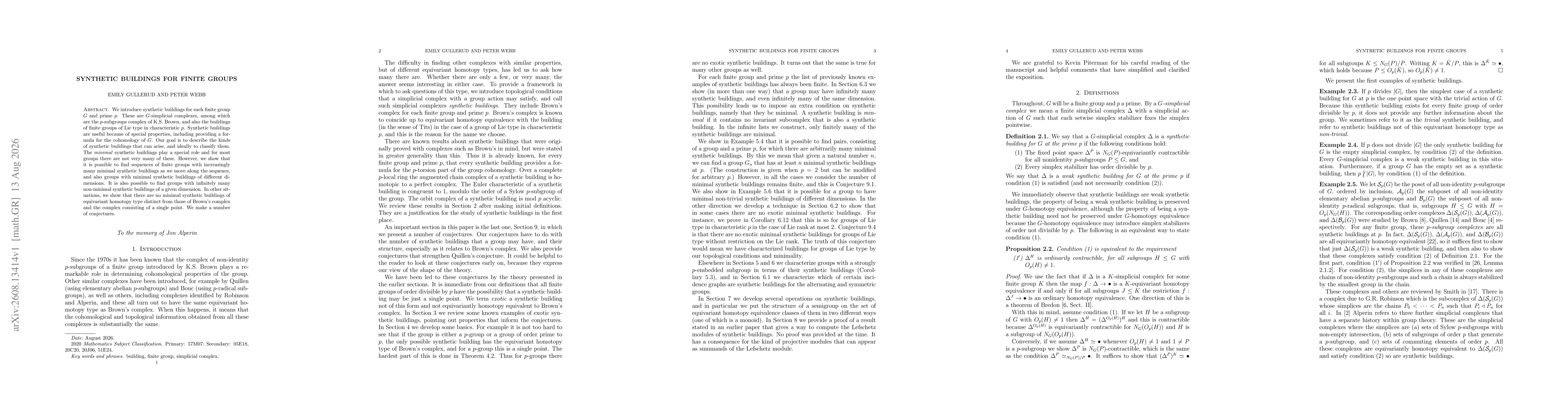Thumbnail for Synthetic Buildings for Finite Groups
