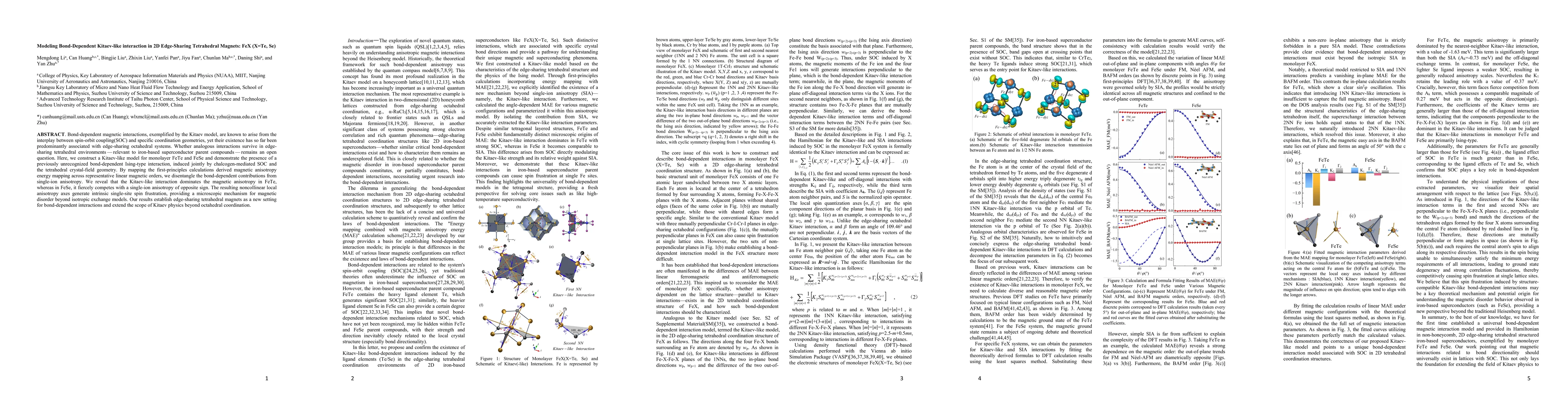 Thumbnail for Modeling Bond-Dependent Kitaev-like interaction in 2D Edge-Sharing Tetrahedral Magnets: FeX (X=Te, Se)