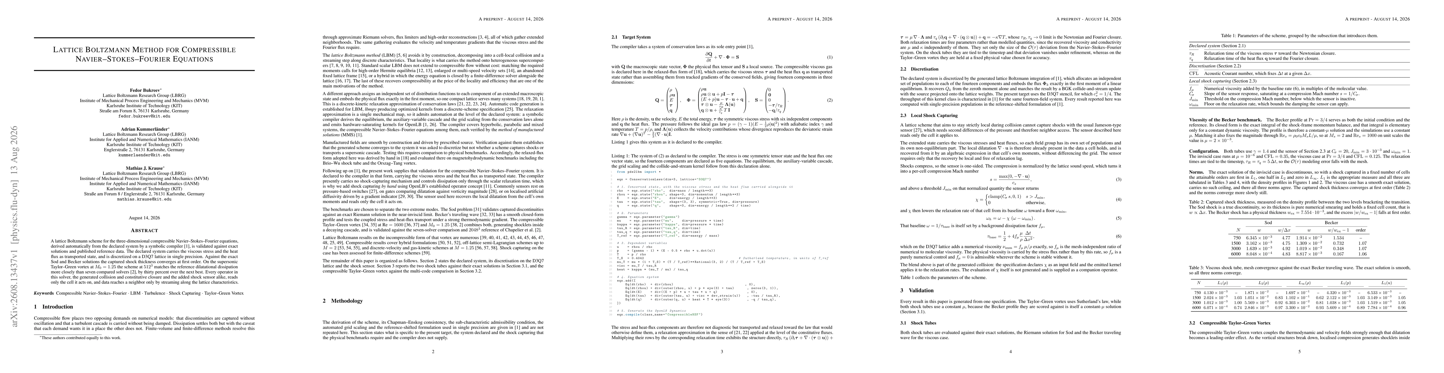 Thumbnail for Lattice Boltzmann Method for Compressible Navier-Stokes-Fourier Equations