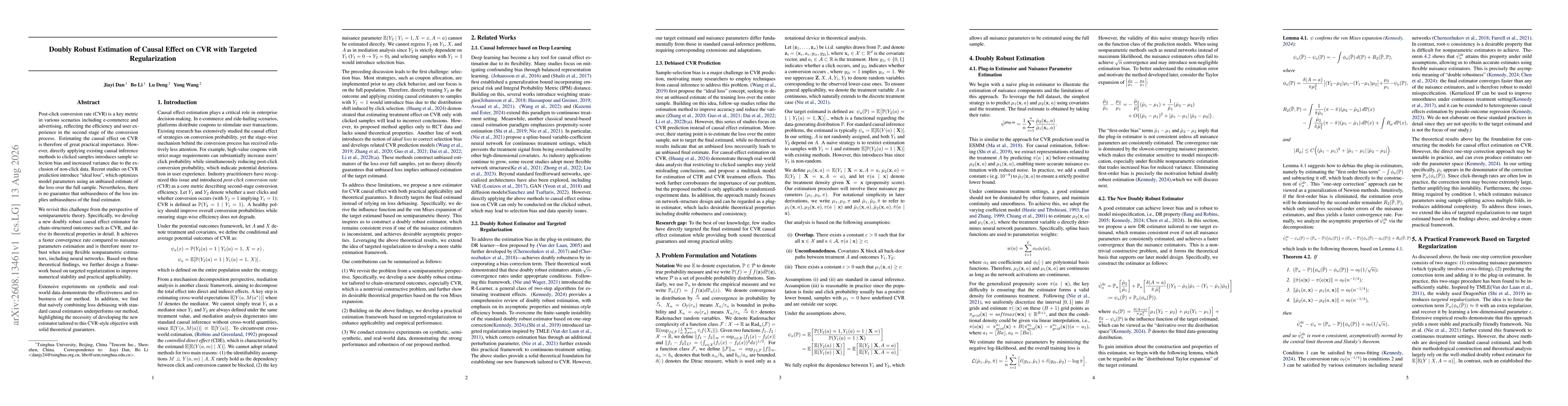 Thumbnail for Doubly Robust Estimation of Causal Effect on CVR with Targeted Regularization