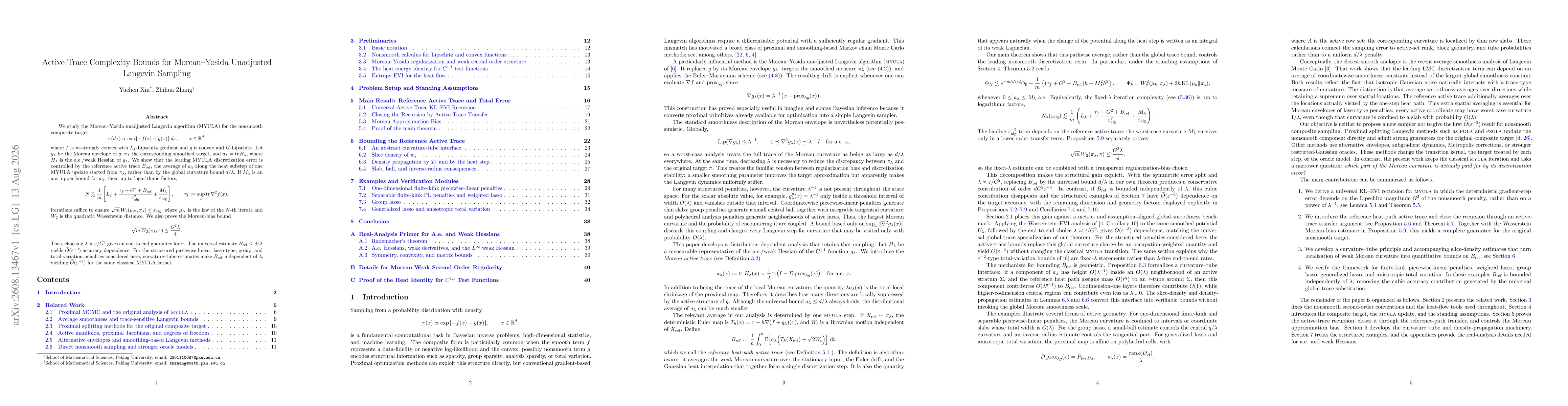 Thumbnail for Active-Trace Complexity Bounds for Moreau--Yosida Unadjusted Langevin Sampling