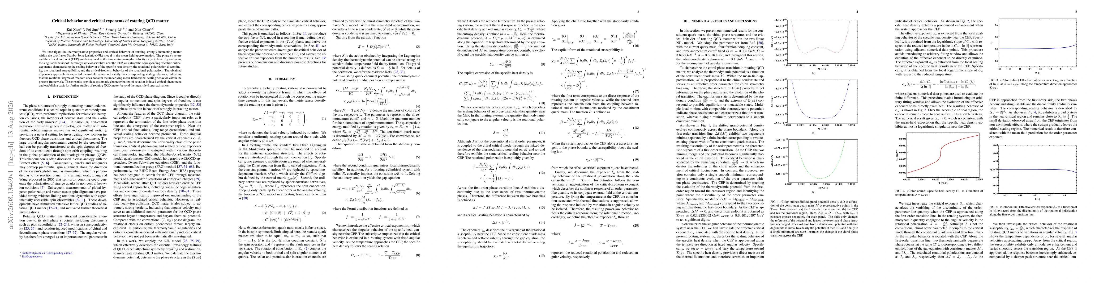 Thumbnail for Critical behavior and critical exponents of rotating QCD matter
